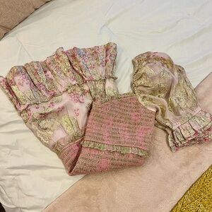 Hemant & Nandita Pink/Gold Metallic Smocked Short Mini Dress